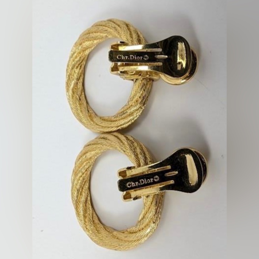 Vintage Christian Dior rope hoop clip on earrings. - Picture 9 of 12